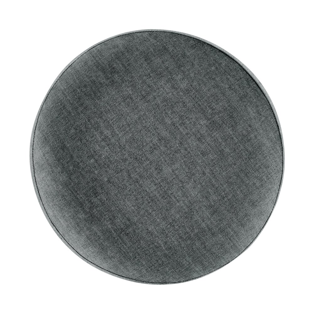 Ophelia Velvet Round Ottoman w/ Metallic Gunmetal Frame