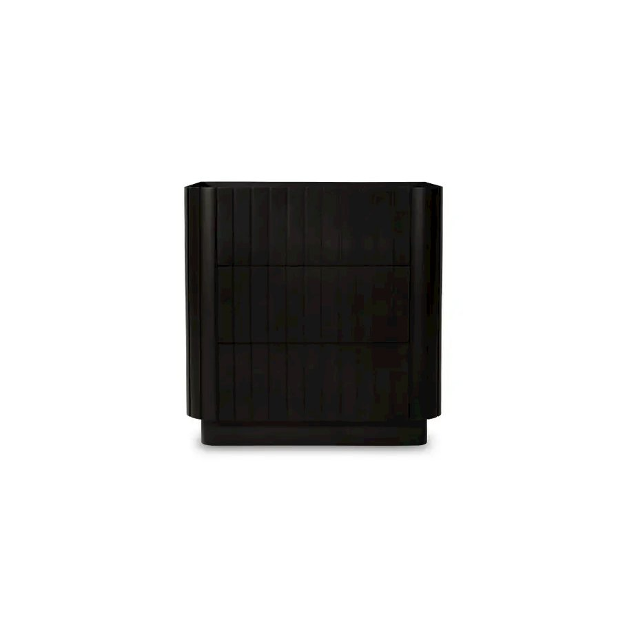 Povera 3 Drawer Nightstand Black