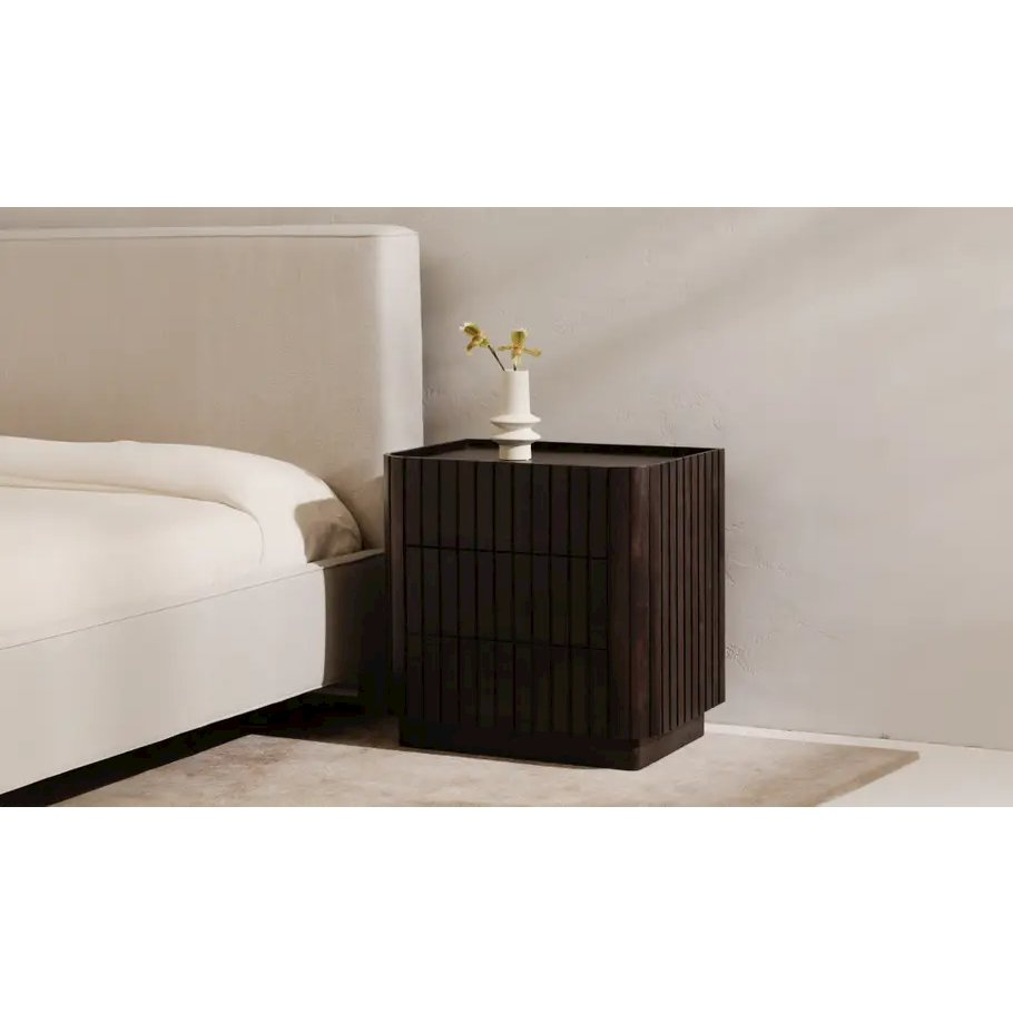 Povera 3 Drawer Nightstand Black