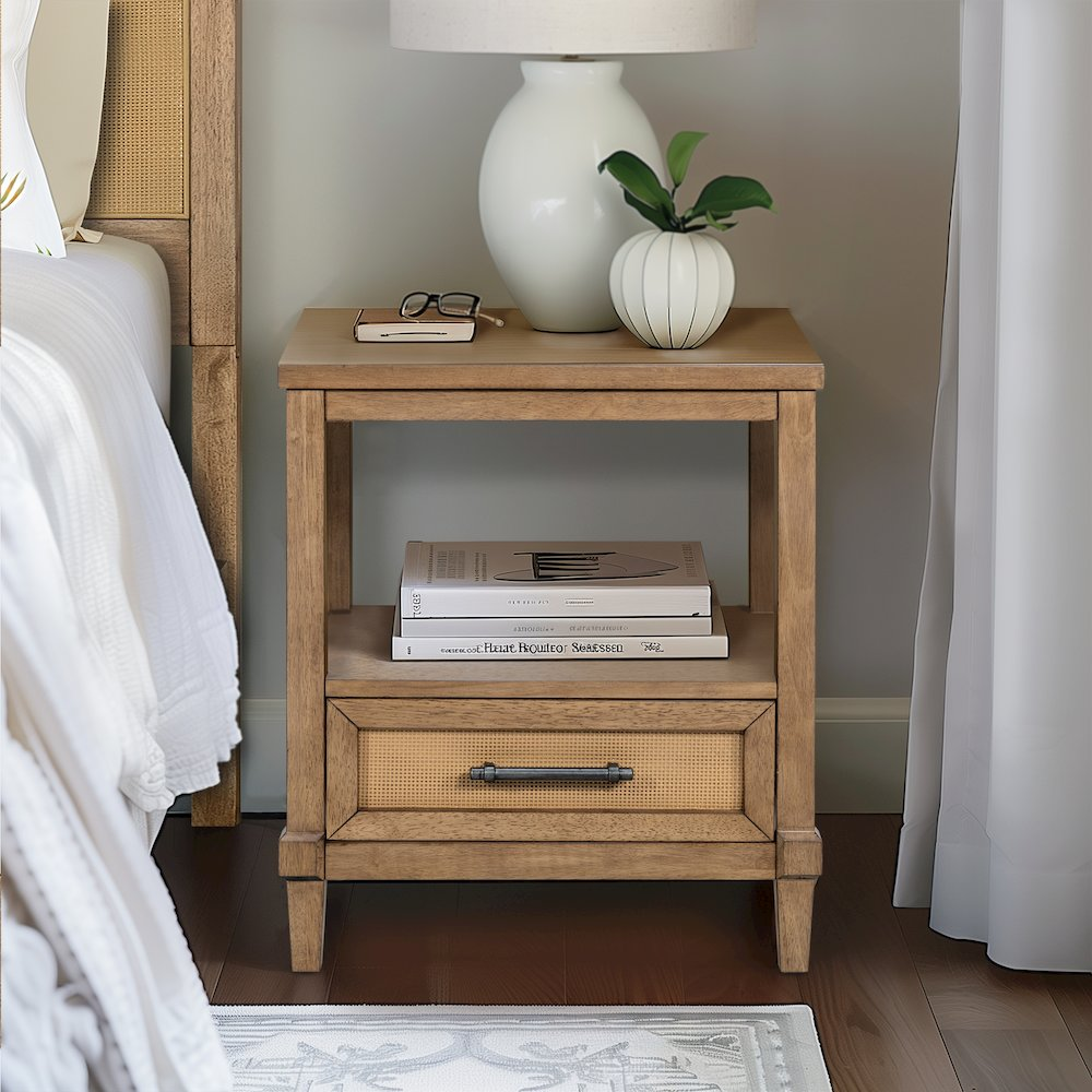 Woven Cane Nightstand