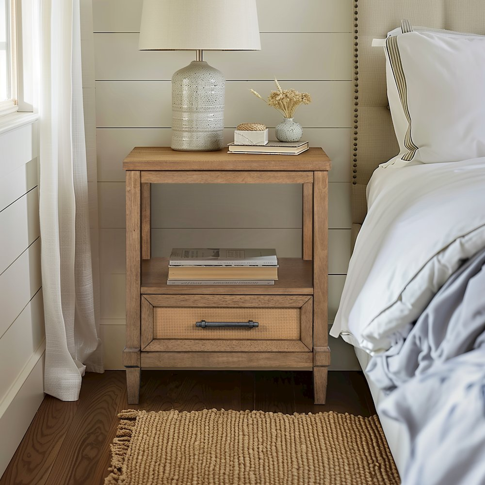 Woven Cane Nightstand