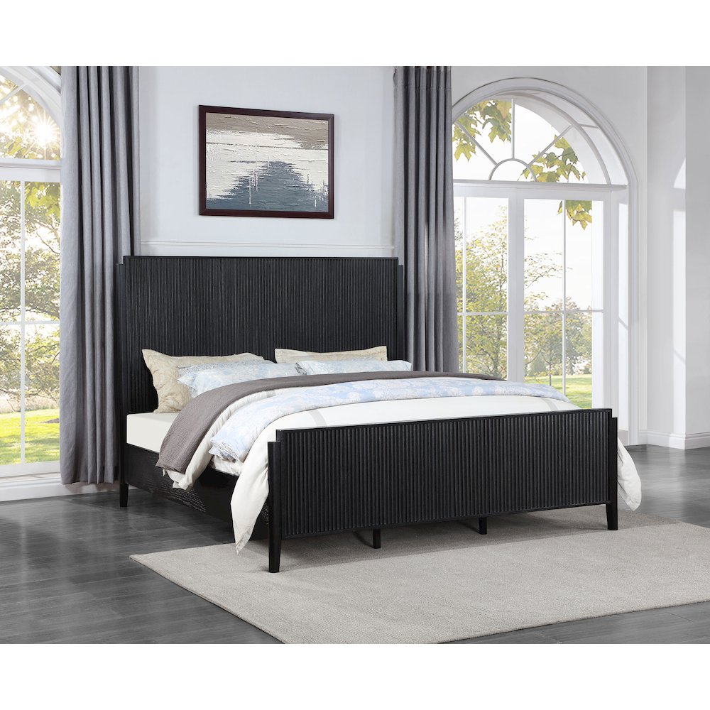 Brookmead Wood Eastern King Panel Bed Black