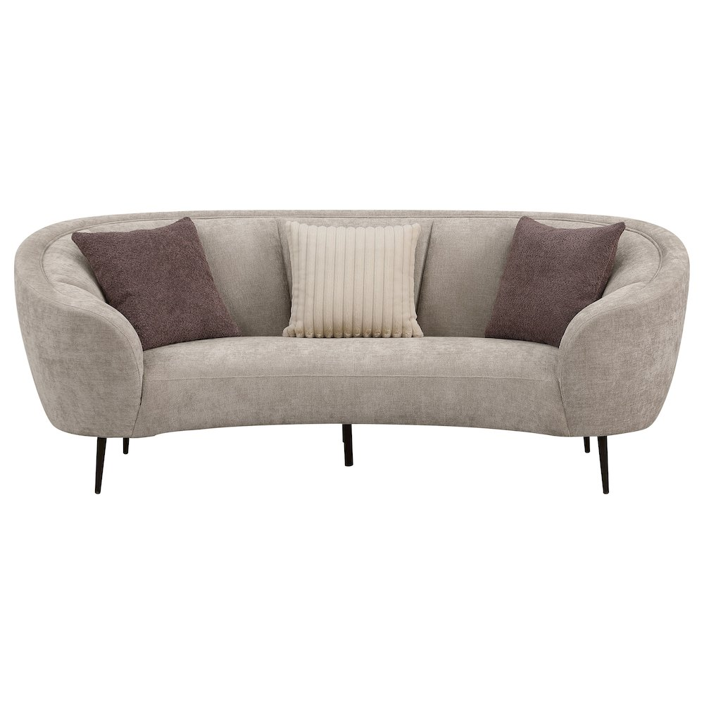 Ellorie Upholstered Channel Back Curved Sofa Beige