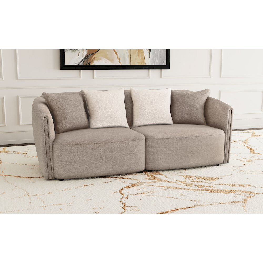 Townsend Chenille Upholstered Rolled Arm Sofa Latte