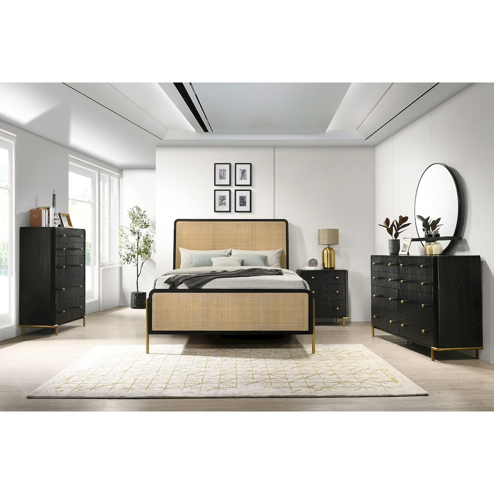 Arini Rattan Eastern King Panel Bed Black and Natural