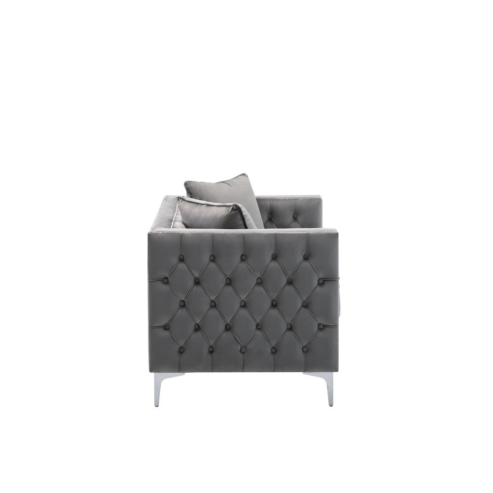 LILOLA Lorreto Gray Velvet Loveseat