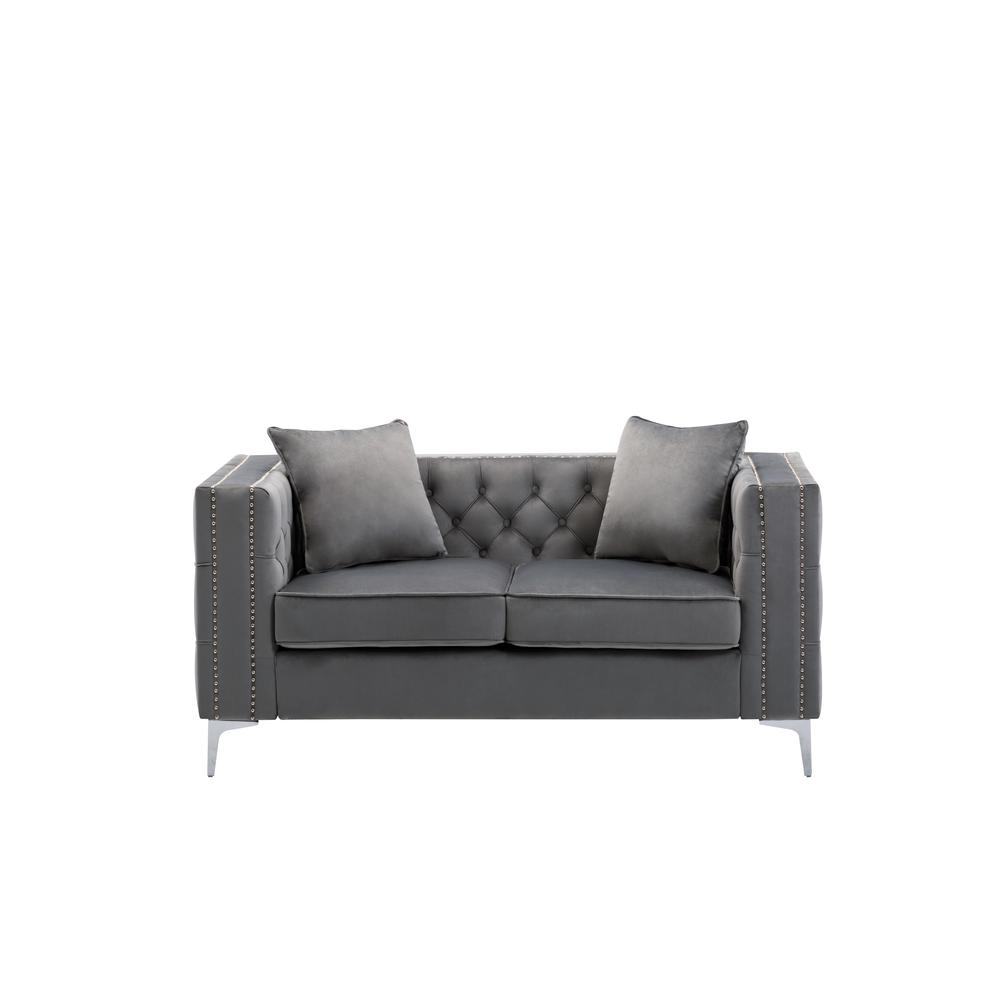 LILOLA Lorreto Gray Velvet Loveseat