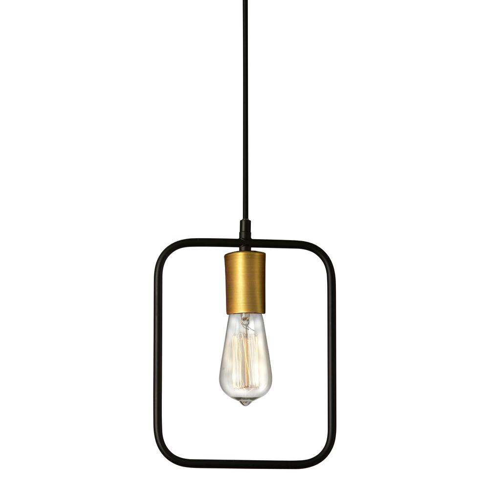 1 Light Pendant, Matte Black & VB Finish