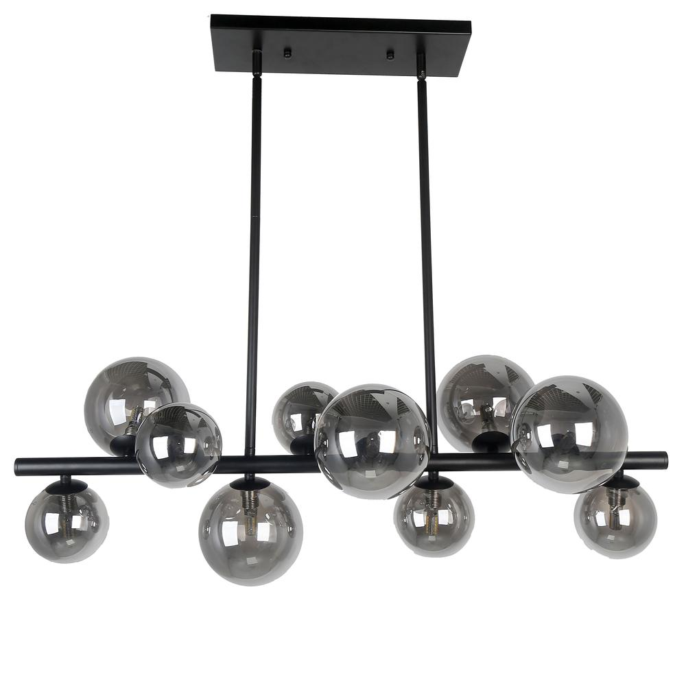 10 Light Halogen Horiz Pendant MB w/ Smoked Glass