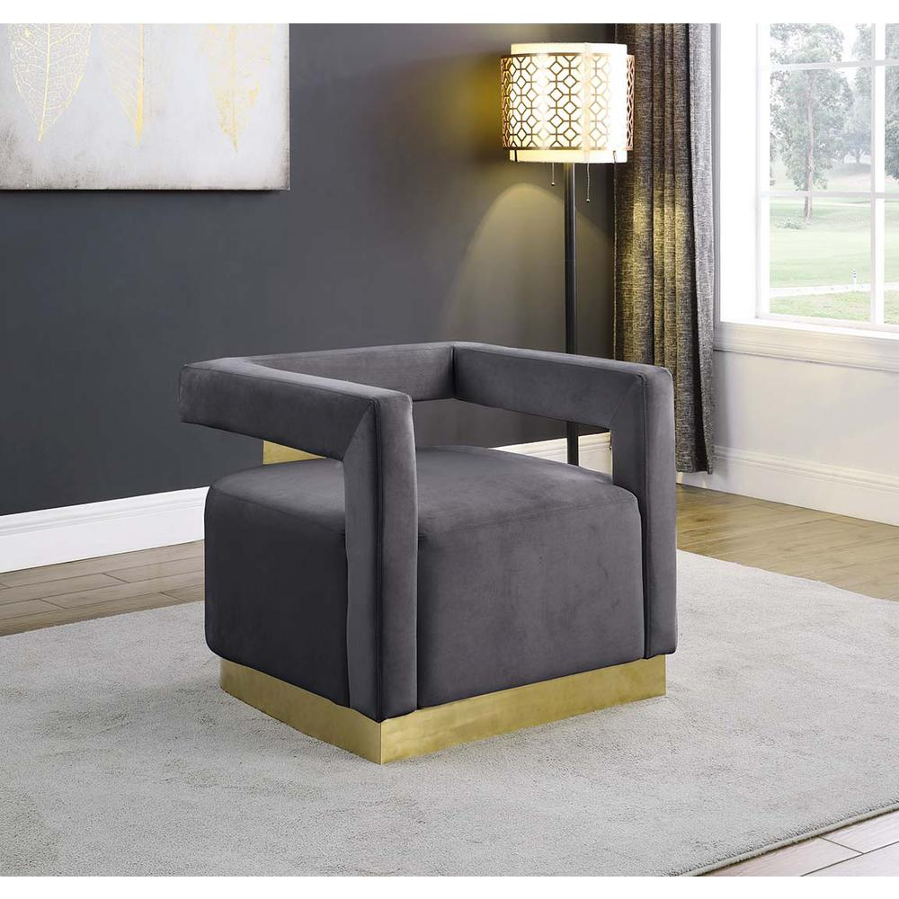 Connor Velvet Upholstered Accent Chair in Gray