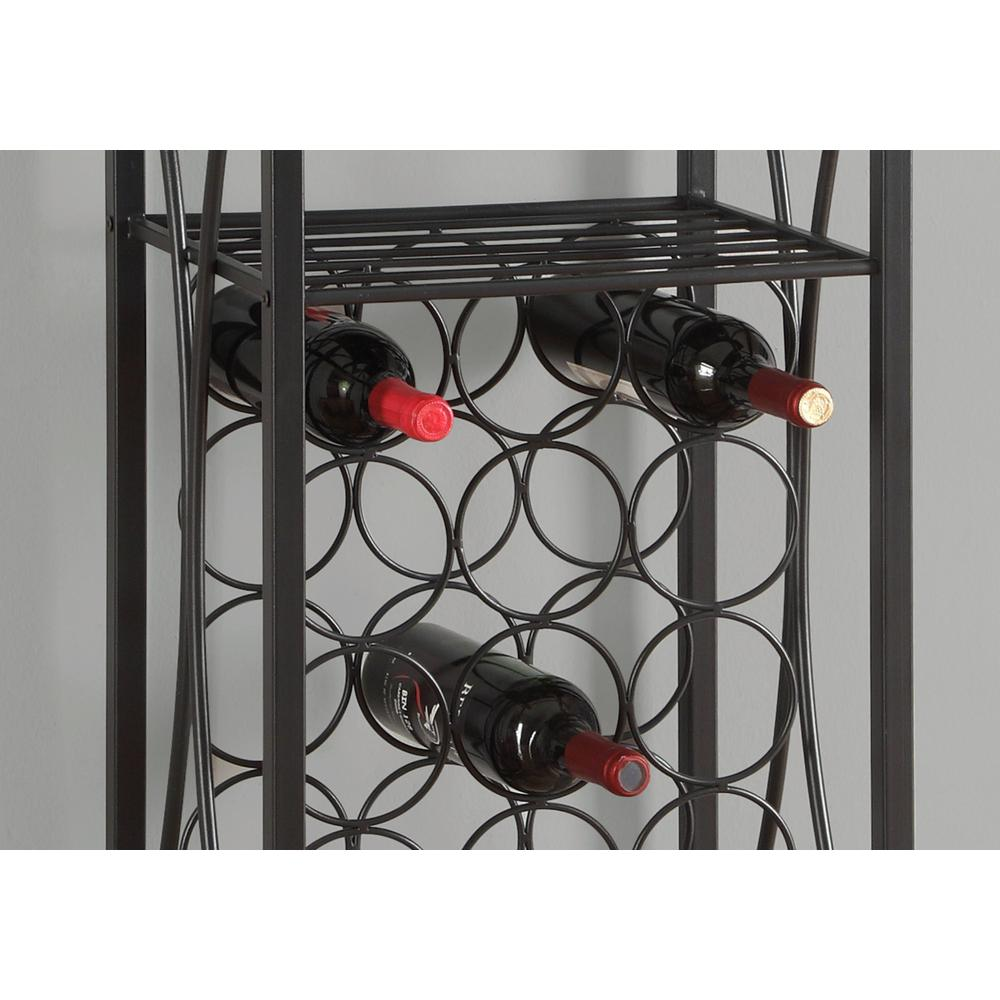 HOME BAR - 40"H / BLACK METAL WINE BOTTLE AND GLASS RACK