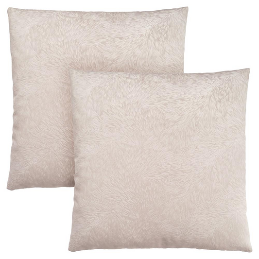 PILLOW - 18"X 18" / LIGHT TAUPE FEATHERED VELVET / 2PCS