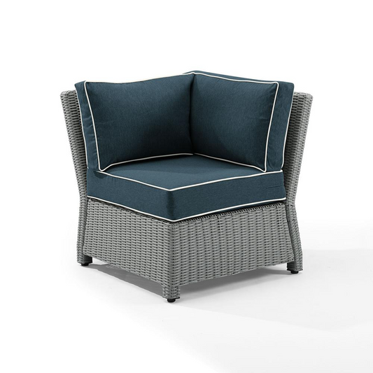 Bradenton Outdoor Wicker Sectional Corner Chair Navy/Gray