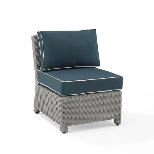 Bradenton Outdoor Wicker Sectional Center Chair Navy/Gray