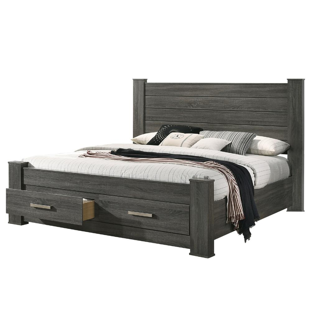 Lisa Eastern King Bed in Weathered Grey