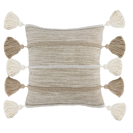 Ricki 100% Handwoven Cotton Throw Pillow in Ivory by Kosas Home