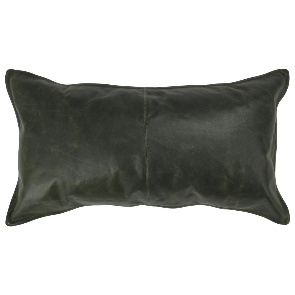 Cheyenne 100% Leather 14"x 26" Throw Pillow in Green By Kosas Home