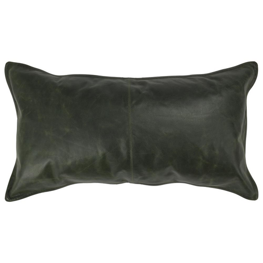 Cheyenne 100% Leather 14"x 26" Throw Pillow in Green By Kosas Home