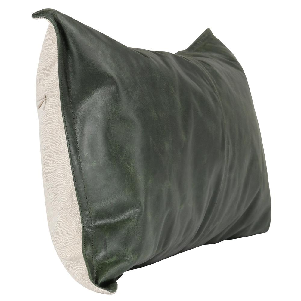 Cheyenne 100% Leather 14"x 26" Throw Pillow in Green By Kosas Home