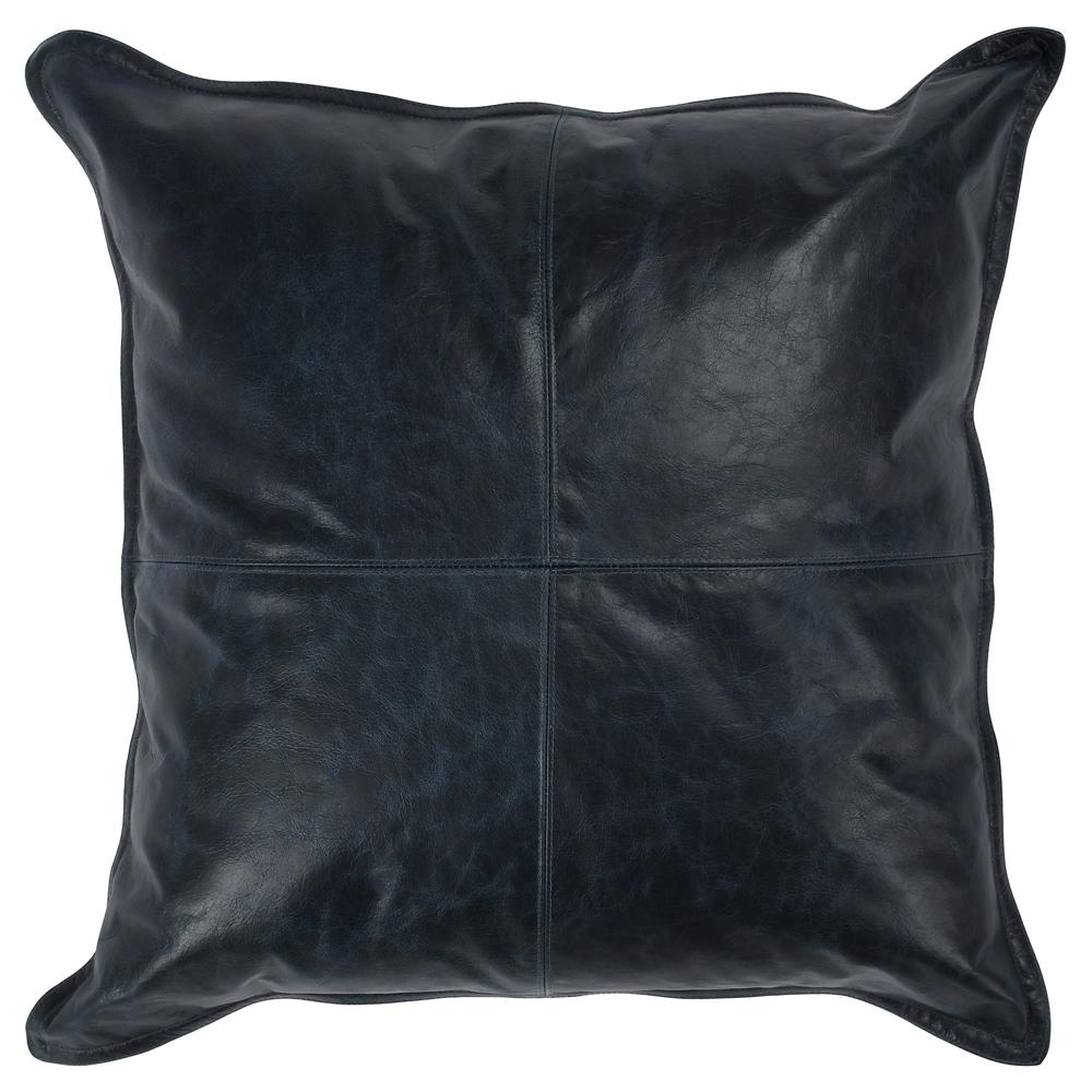 Cheyenne 100% Leather 22" Throw Pillow in Blue by Kosas Home