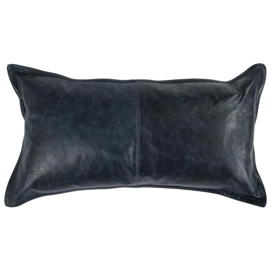 Cheyenne 100% Leather 14"x 26" Throw Pillow in Blue by Kosas Home