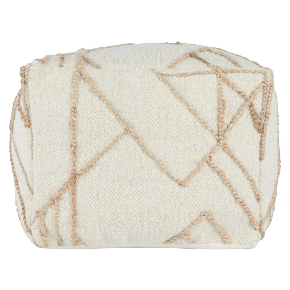 Adil 18" Wide Square Ivory Pouf by Kosas Home