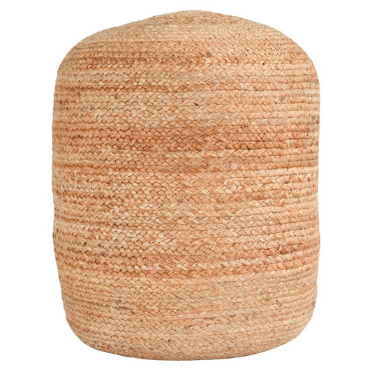 Louis 100% Jute 18" Wide Round Natural Pouf by Kosas Home