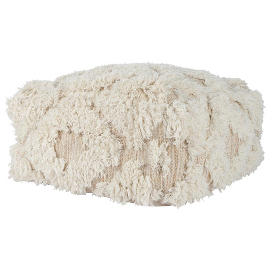 Lyla 24" Wide Square Beige Pouf by Kosas Home