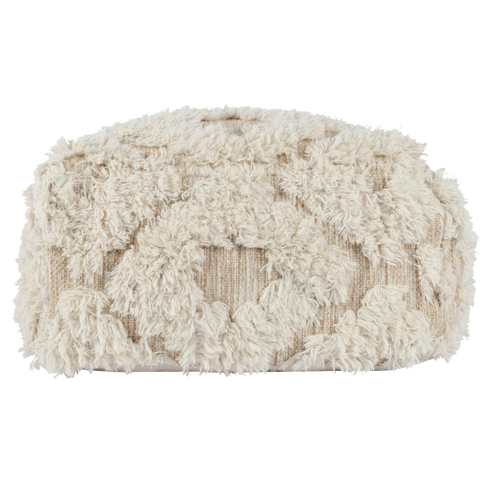 Lyla 24" Wide Square Beige Pouf by Kosas Home