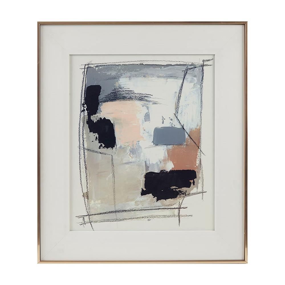 Abstract Double Matted Framed Glass Wall Art