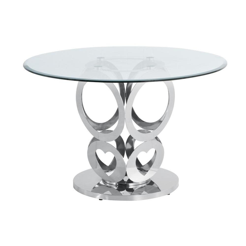 Classic 5pc Round Dining Set, Glass Table with Faux Crystal Chairs in Teal Velvet