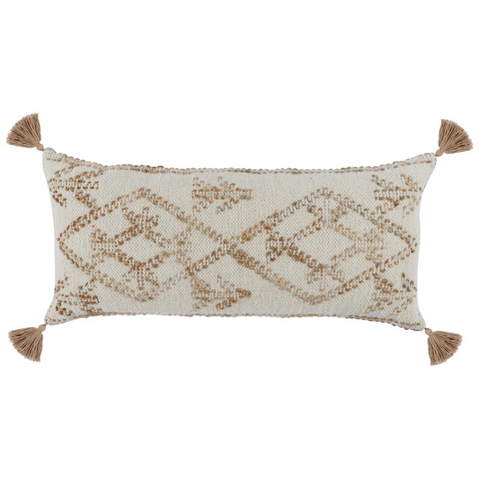 Ferri 16"x36" Throw Pillow, Ivory Natural